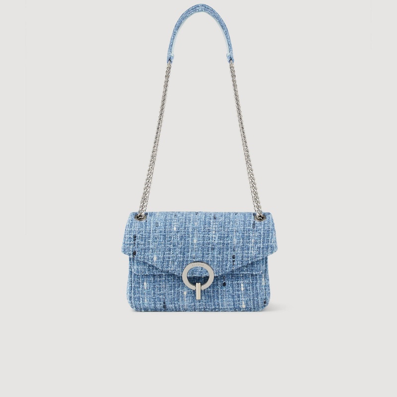 Sandro YZA small tweed bag Blue | SN-SDO64899