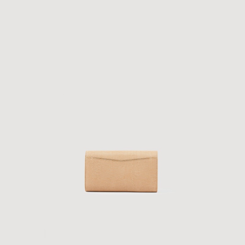 Sandro Yza Pocket clutch bag Beige | SN-SDO64845