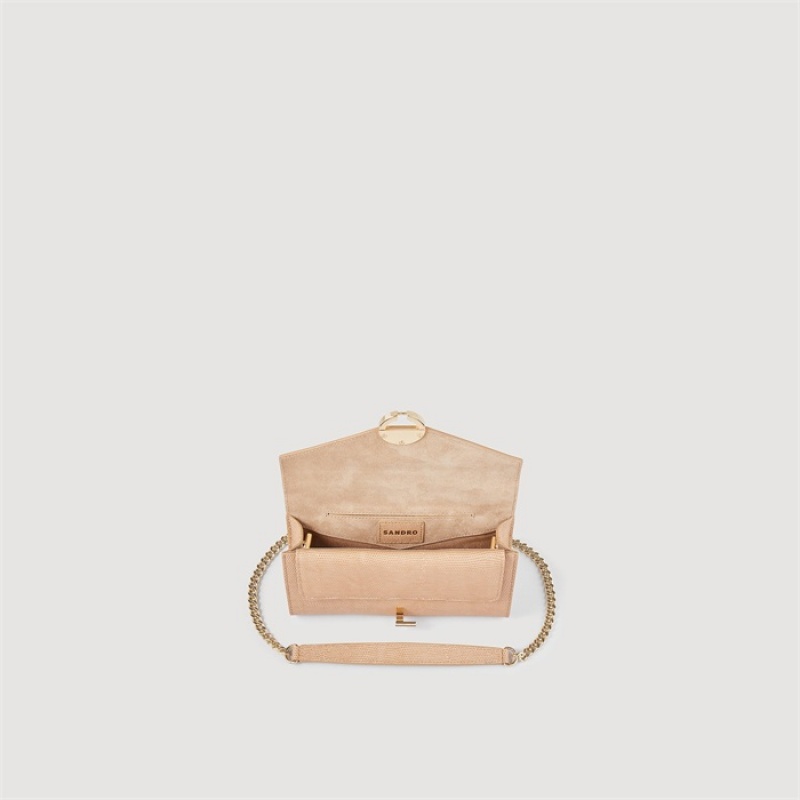 Sandro Yza Pocket clutch bag Beige | SN-SDO64845