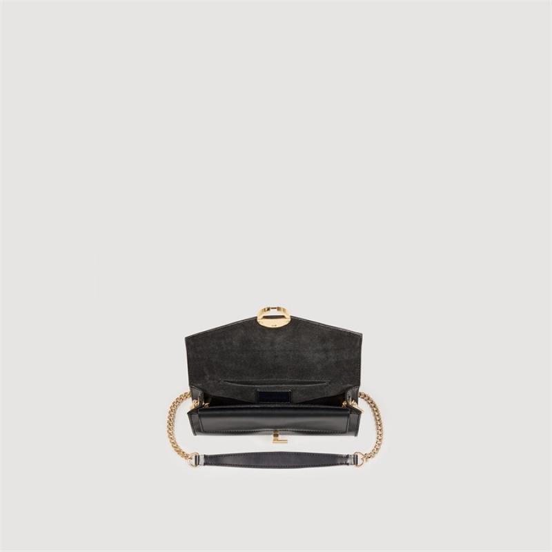 Sandro Yza Pocket clutch bag Black | SN-SDO64864