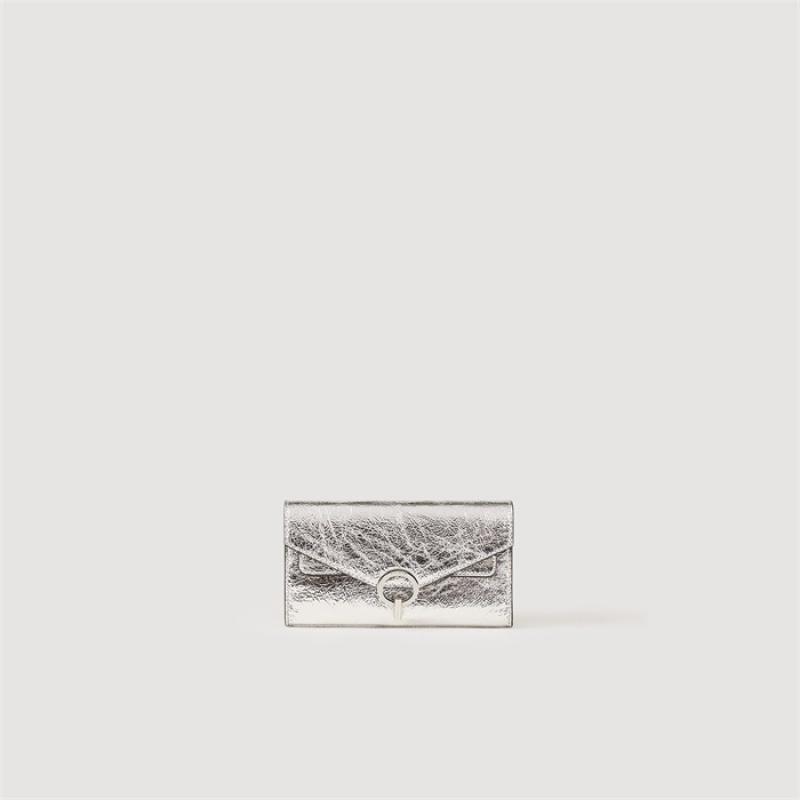 Sandro Yza Pocket clutch bag Silver | SN-SDO64851