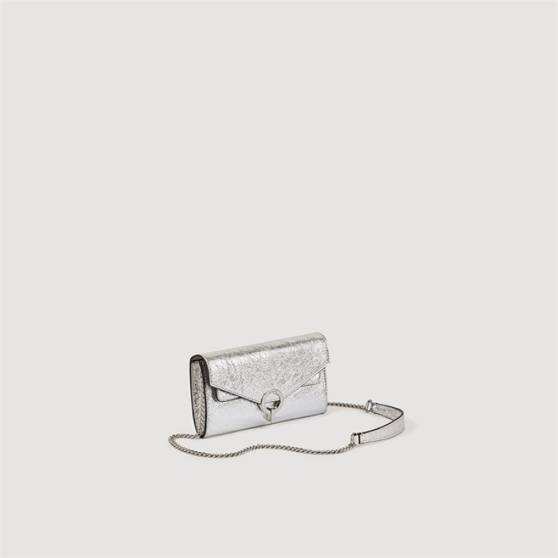 Sandro Yza Pocket clutch bag Silver | SN-SDO64851