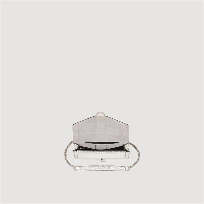 Sandro Yza Pocket clutch bag Silver | SN-SDO64851