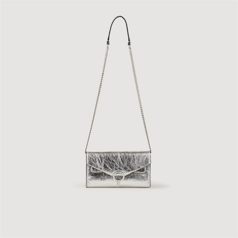 Sandro Yza Pocket clutch bag Silver | SN-SDO64851