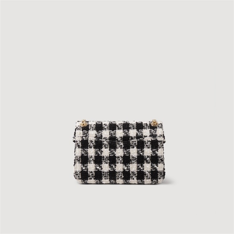 Sandro Yza bag in houndstooth tweed Black / Ecru | SN-SDO64848