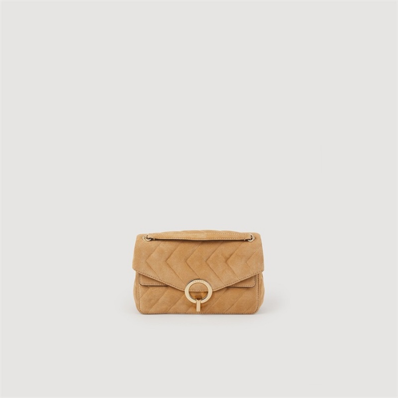 Sandro Yza suede bag Beige | SN-SDO64852