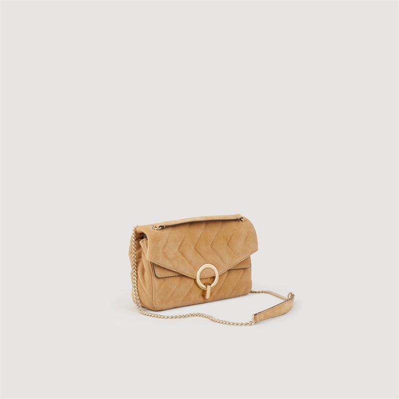 Sandro Yza suede bag Beige | SN-SDO64852