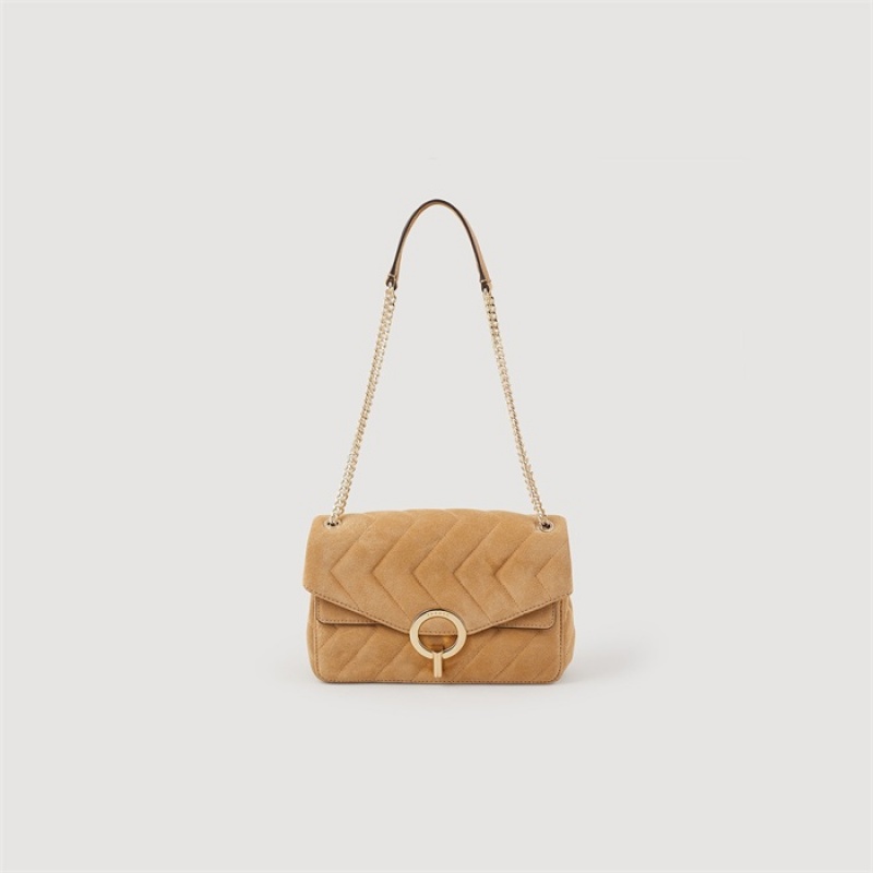 Sandro Yza suede bag Beige | SN-SDO64852