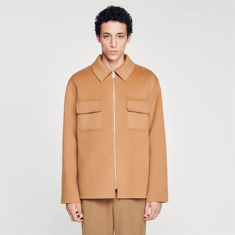 Sandro Zipped overshirt Camel | SN-SDO65062