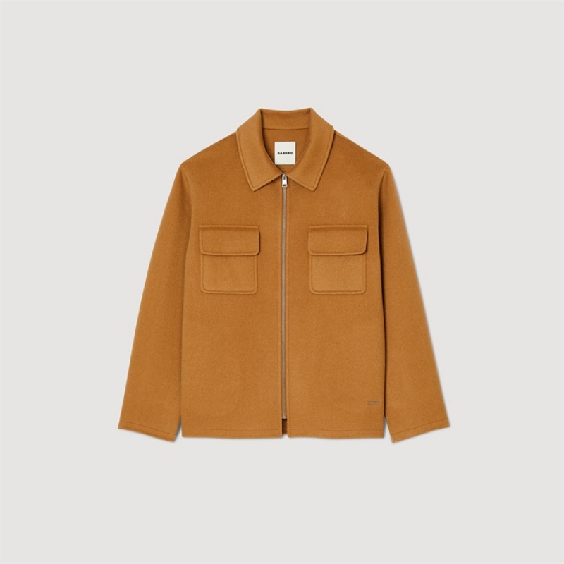 Sandro Zipped overshirt Camel | SN-SDO65062