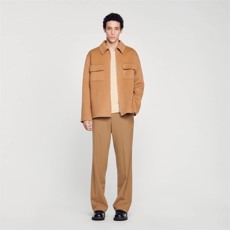 Sandro Zipped overshirt Camel | SN-SDO65062