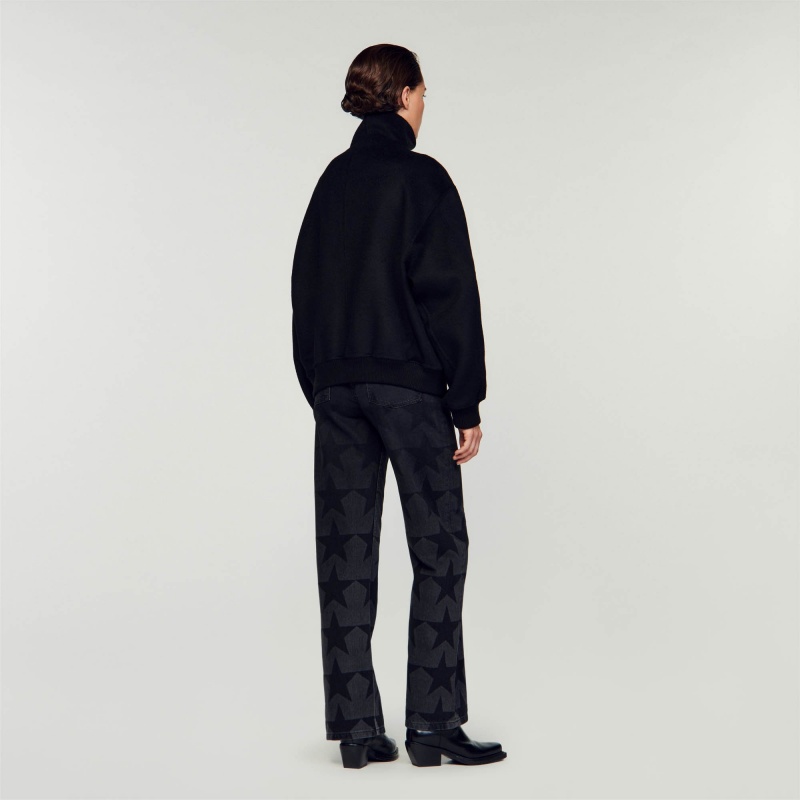 Sandro Zip-up bomber jacket Black | SN-SDO64532