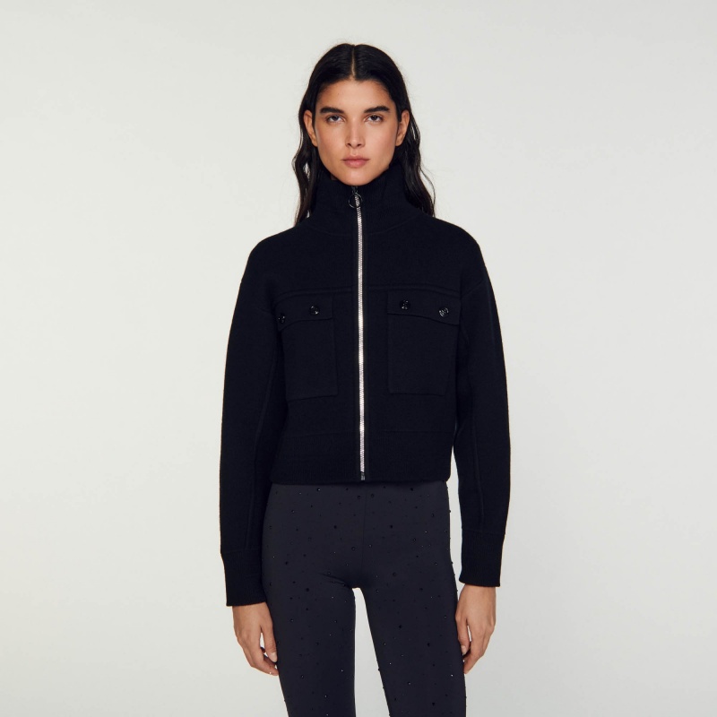 Sandro Zip-up coatigan Black | SN-SDO64618