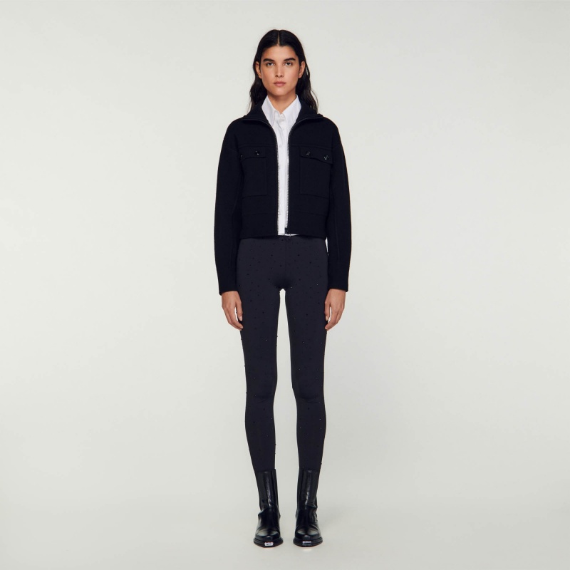 Sandro Zip-up coatigan Black | SN-SDO64618