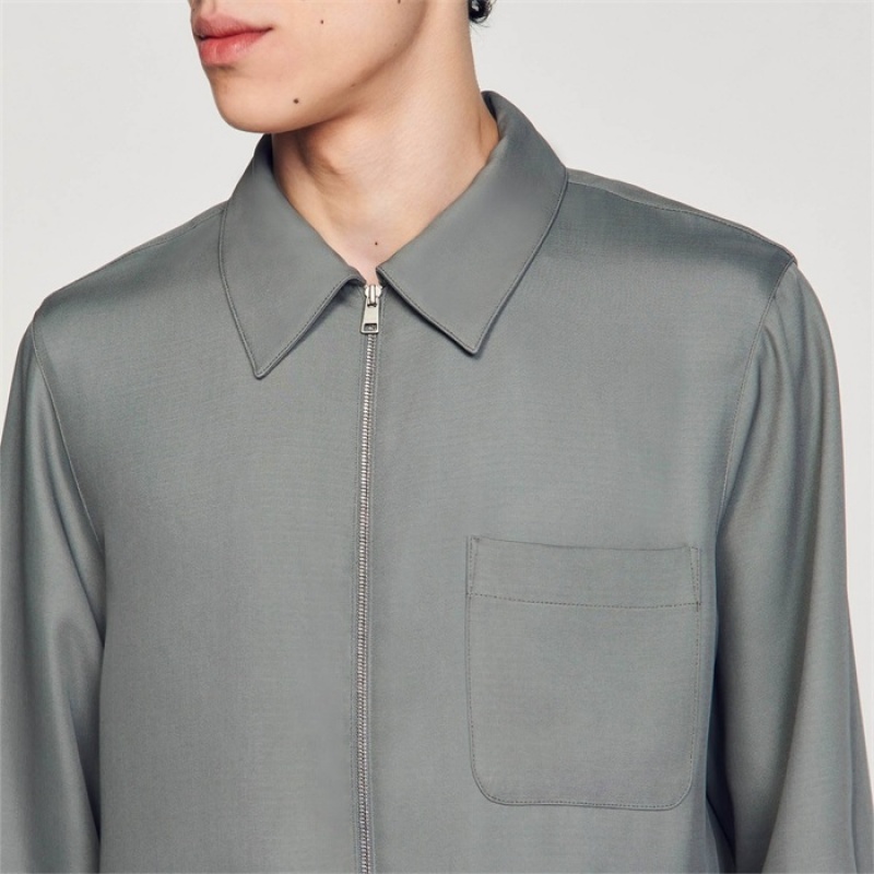 Sandro Zip-up shirt Grey | SN-SDO65066