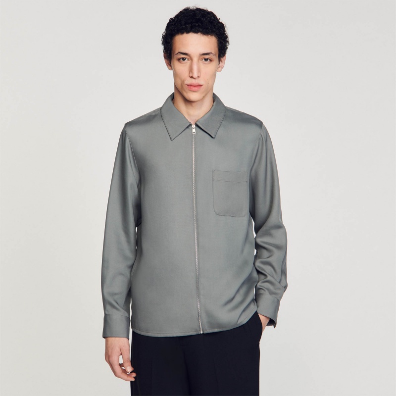 Sandro Zip-up shirt Grey | SN-SDO65066