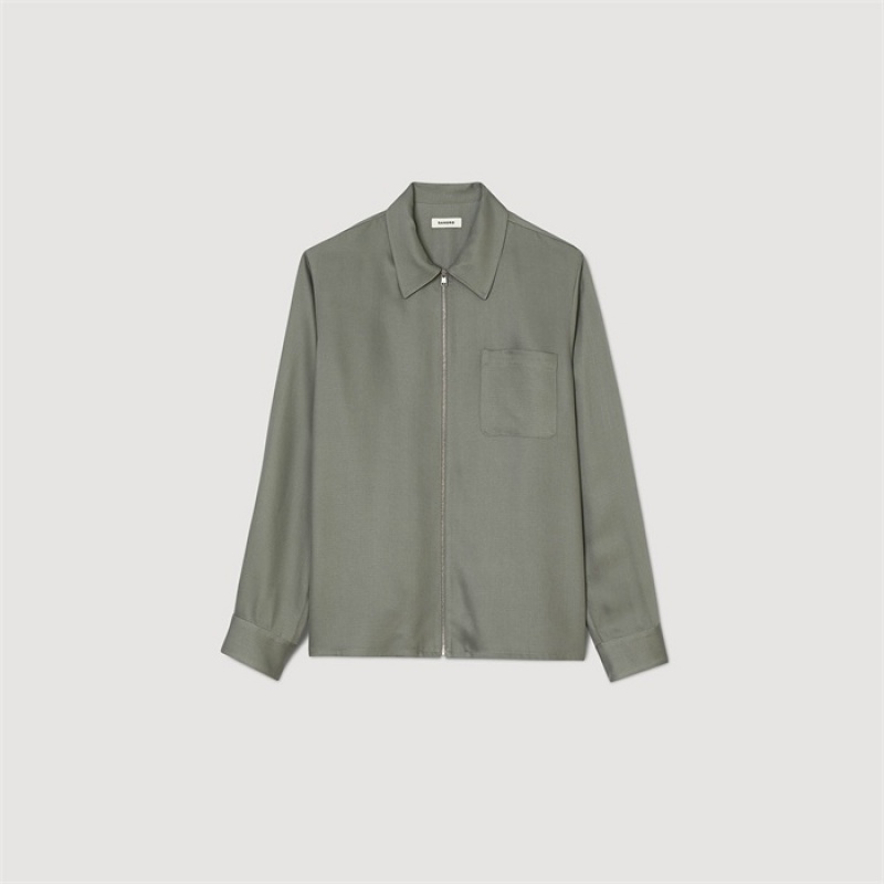 Sandro Zip-up shirt Grey | SN-SDO65066