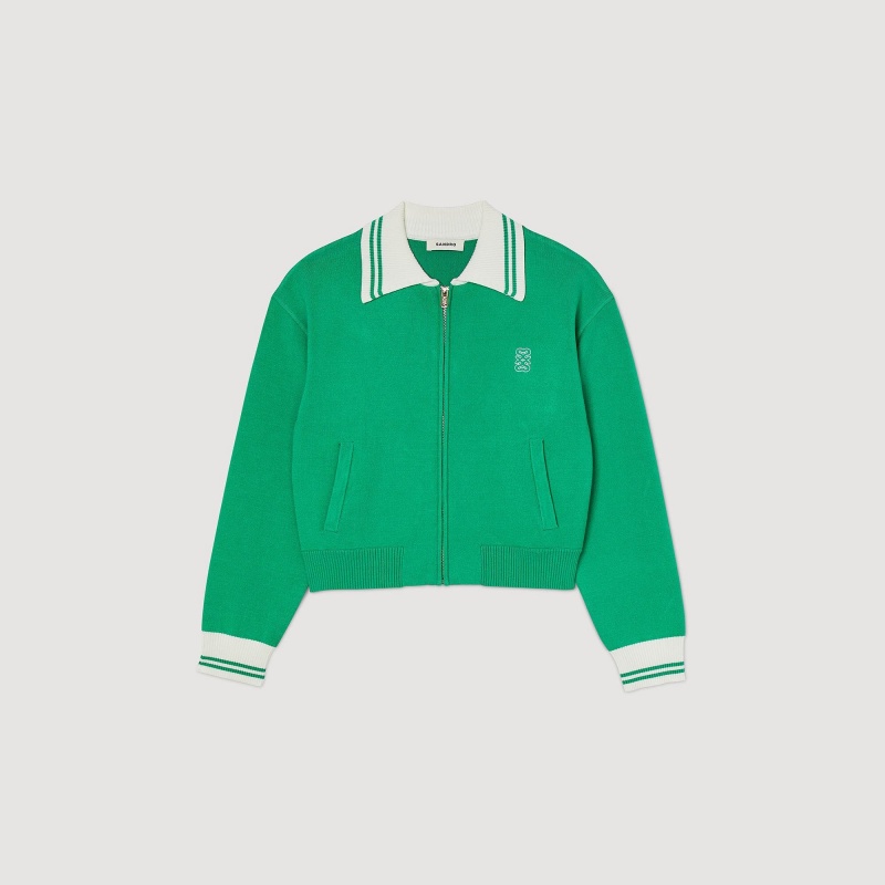 Sandro Zip-up varsity cardigan Green | SN-SDO64668