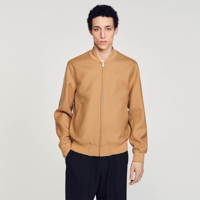 Sandro Zip-up varsity jacket Camel | SN-SDO65182