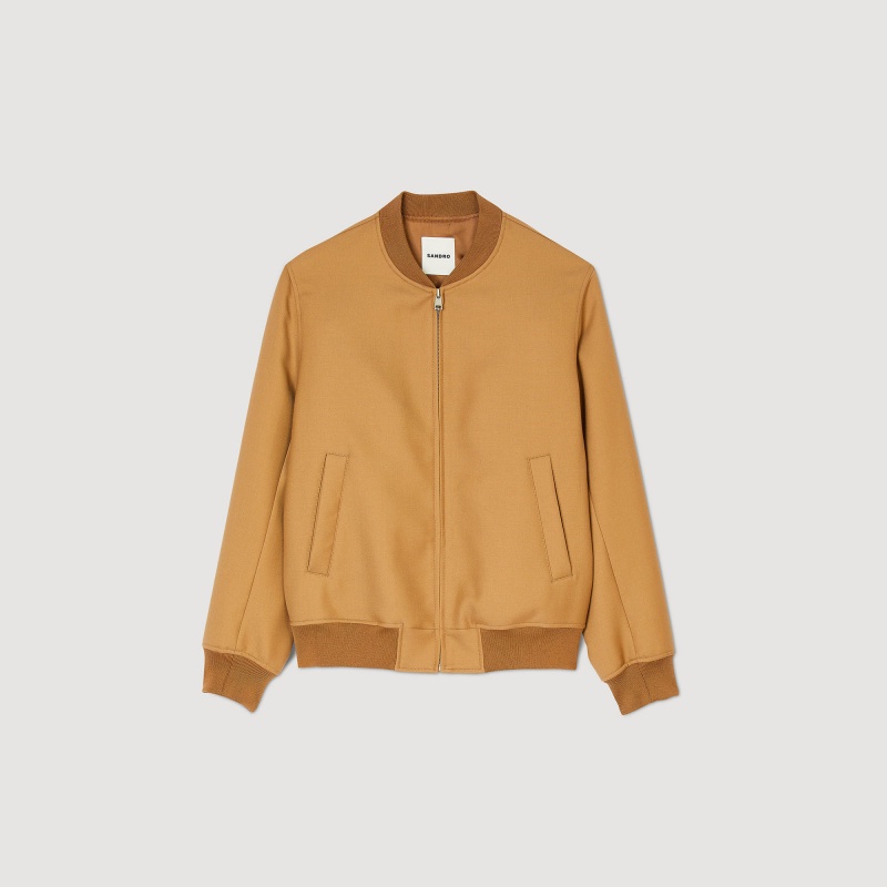 Sandro Zip-up varsity jacket Camel | SN-SDO65182