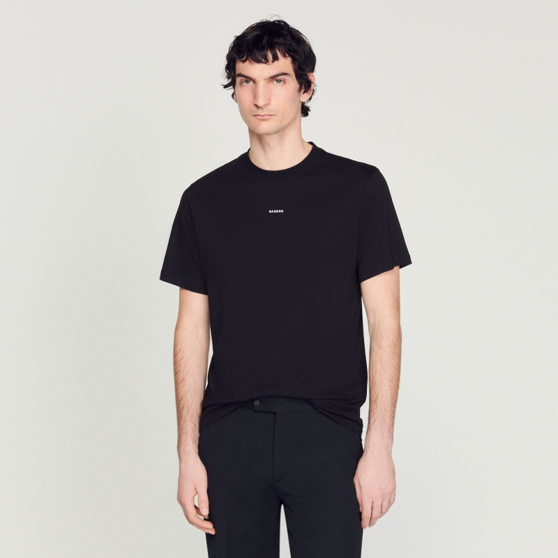 Sandro embroidered T-shirt Black | SN-SDO65114